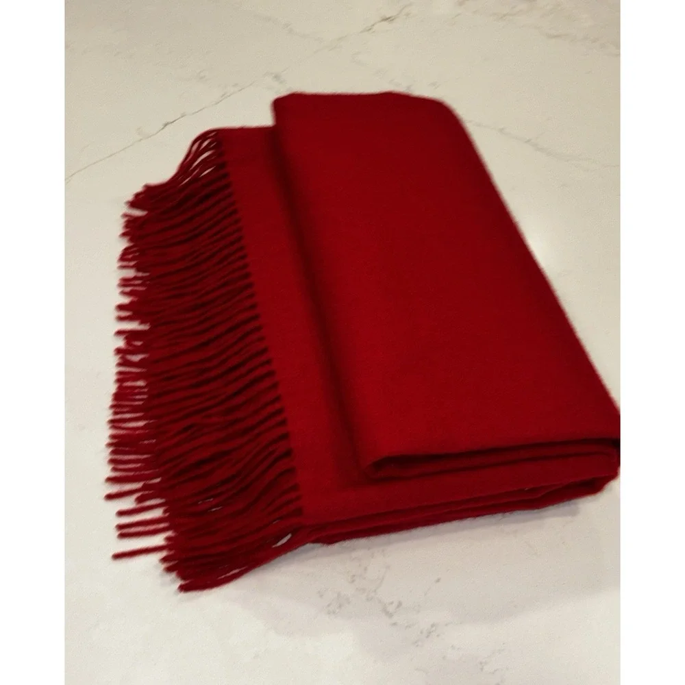 NWOT‎ Williams Sonoma Cashmere Throw Fringe Red 50